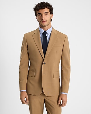 Classic Tan Wool-Blend Modern Tech Suit Jacket