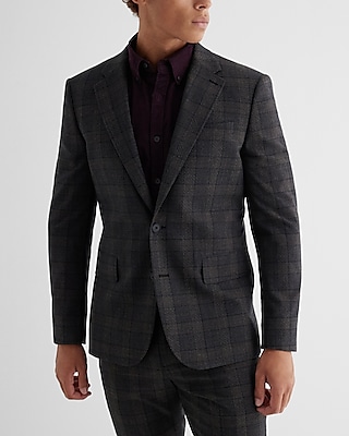 Slim Plaid Wool-Blend Suit Jacket