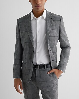 Extra Slim Plaid Flannel Suit Jacket