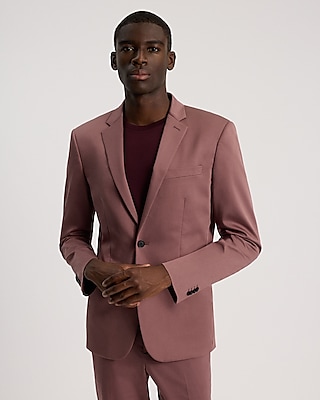 Extra Slim Dusty Red Stretch Cotton-Blend Suit Jacket Red Men's 42 Short