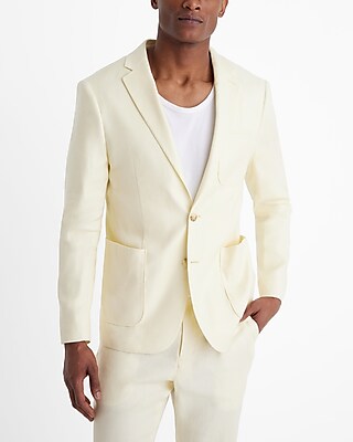 Extra Slim Yellow Linen-Blend Suit Jacket Yellow Men's 44 Long