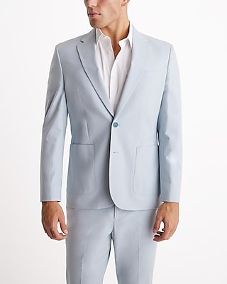 Slim Light Blue Chambray Stretch Suit Jacket Blue Men's 42 Long