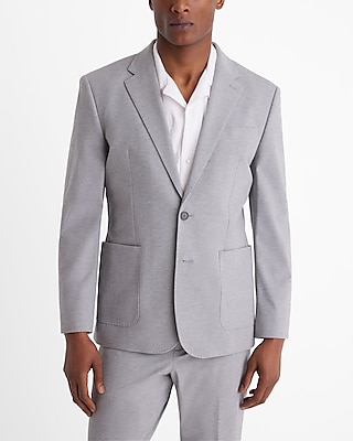 Slim Light Gray Knit Suit Jacket Multi-Color Men's 36