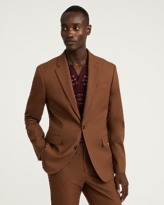 Slim Nutmeg Brown Brushed Suit Jacket