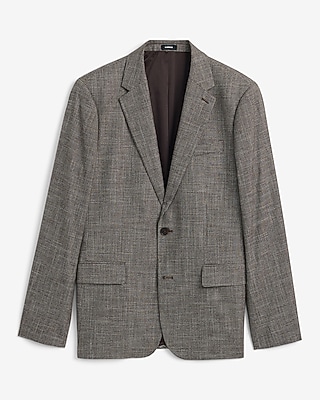 Extra Slim Brown Houndstooth Brushed Suit Jacket
