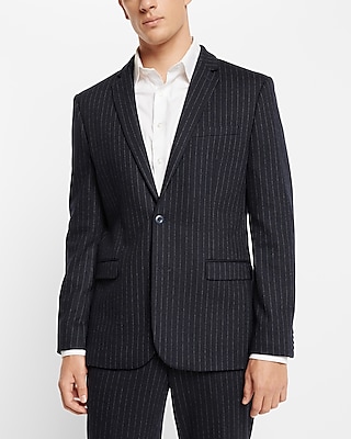 Slim Striped Brushed Knit Suit Jacket