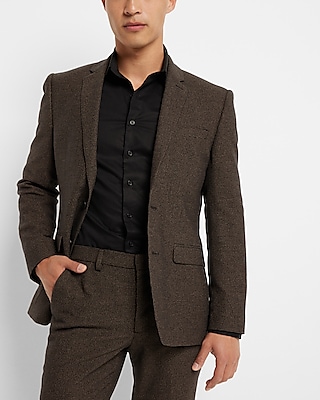 Extra Slim Brown Houndstooth Wool-Blend Suit Jacket