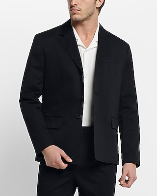 Slim Black Stretch Twill Modern Chino Blazer
