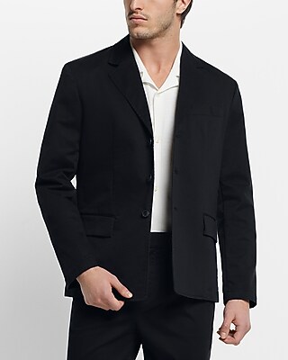 Slim Black Stretch Twill Modern Chino Blazer