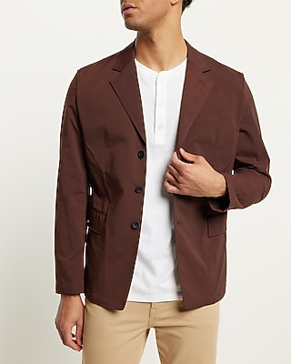 Slim Brown Nylon Blazer