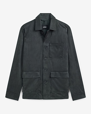 Faux Suede Graphite Gray Chore Jacket