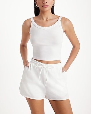 High Waisted Luxe Comfort Pull On Shorts White Women's S
