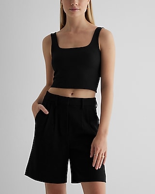 Super High Waisted Tailored Pleated Bermuda Shorts