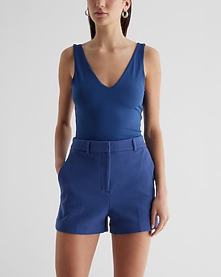 Editor Super High Waisted Tailored Shorts Blue Women's 14