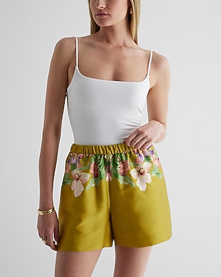High Waisted Floral Pull On Shorts