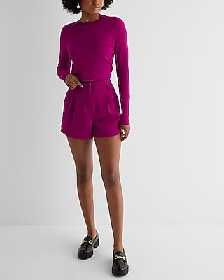 Stylist High Waisted Pleated Shorts Pink Women's 2