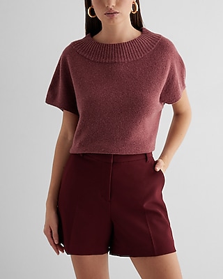 Editor High Waisted Tailored Midi Shorts Red Women's 8