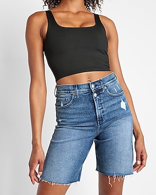 Super High Waisted 90s Bermuda Jean Shorts