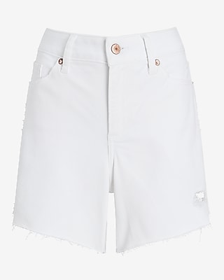 Curvy Conscious Edit Mid Rise White Boyfriend Jean Shorts