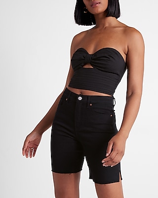 Conscious Edit High Waisted Black Bermuda Jean Shorts