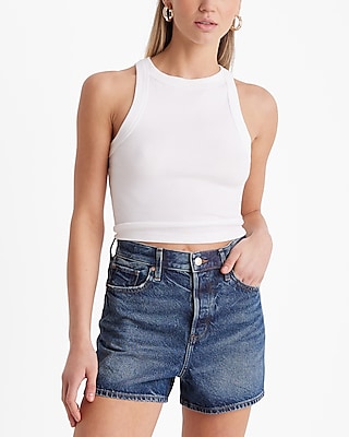 Super High Waisted Medium Wash Jean Shorts