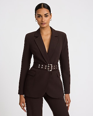 Notch Lapel Belted Blazer in Signature Stretch