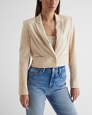 Faux Leather Cropped Cropped Business Blazer