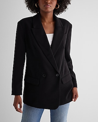 Oversized Boyfriend Blazer Black Women's XS