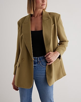 Oversized Boyfriend Blazer Green Women's XS