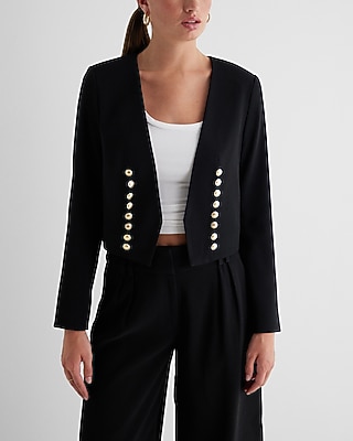 Cropped Novelty Button Jacket