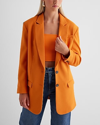 Twill Oversized Boyfriend Blazer Orange Women's S