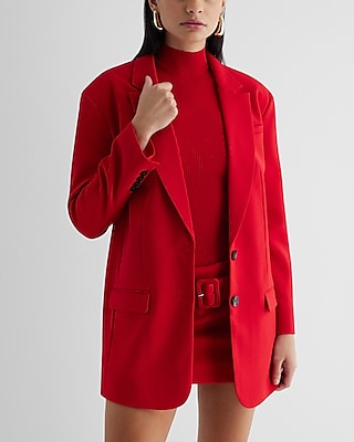 Twill Oversized Boyfriend Blazer Red Women's M