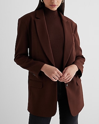 Twill Oversized Boyfriend Blazer Brown Women's XS