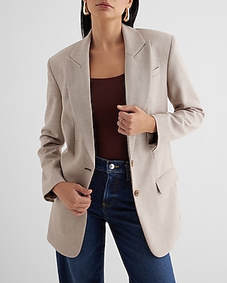 Textured Oversized Cropped Business Blazer
