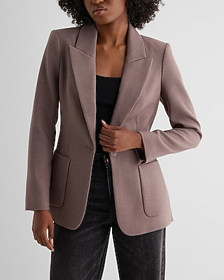 Flannel One Button Cropped Business Blazer