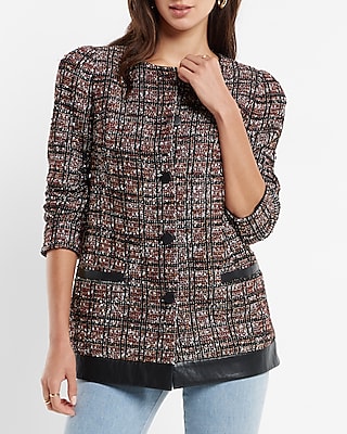 Metallic Plaid Tweed Jacket