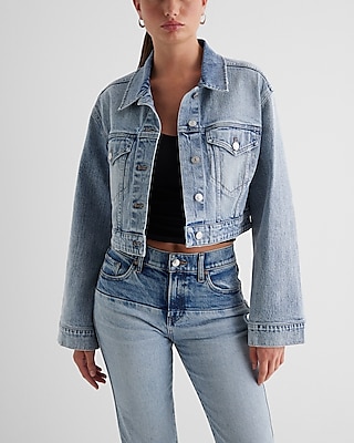Wide Sleeve Cropped Denim Jacket