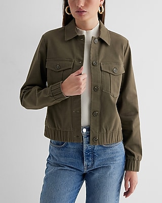 Collared Cropped Bomber Jacket