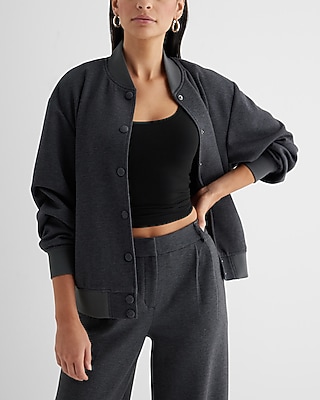 Luxe Lounge Oversized Bomber Jacket Gray Women's M
