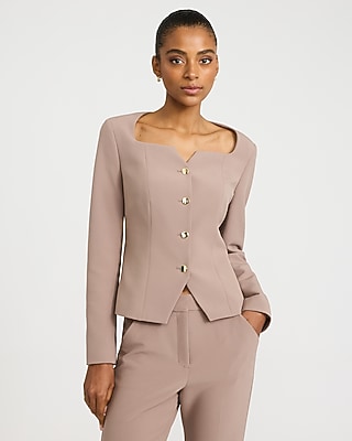 Notch Neck Novelty Button Blazer in Studio Stretch Twill