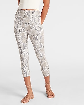 Express Super High Waisted Bodycon Cropped Snakeskin Leggings