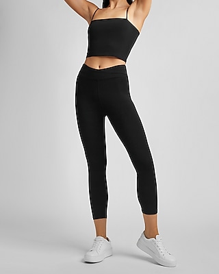 Express High Waisted Cropped Crossover V Waistband Leggings