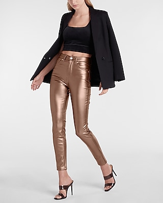 Express High Waisted Metallic Faux Leather Skinny Pant