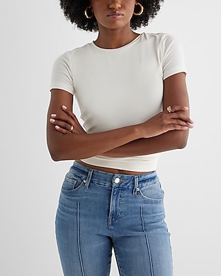 Supersoft Fitted Double Layer Crew Neck Tee White Women's L