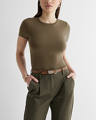 Supersoft Fitted Double Layer Crew Neck Tee Green Women's M