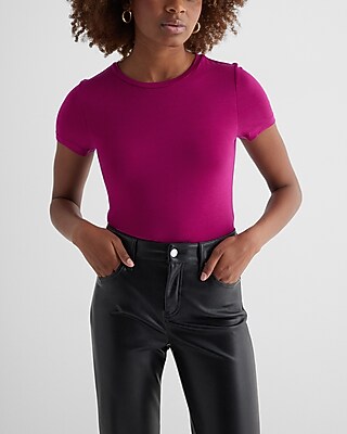 Supersoft Fitted Double Layer Crew Neck Tee Pink Women's XS