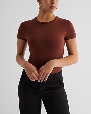 Supersoft Fitted Double Layer Crew Neck Tee Brown Women's L