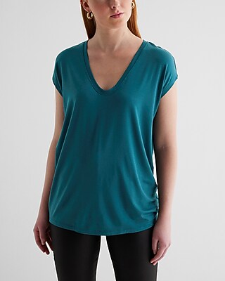 Supersoft Relaxed Scoop Neck Tunic Tee Green Women's S
