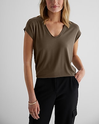 Supersoft Relaxed Scoop Neck Tunic Tee Green Women's S