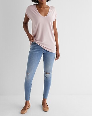 Supersoft Relaxed Scoop Neck Tunic Tee Red Women's S